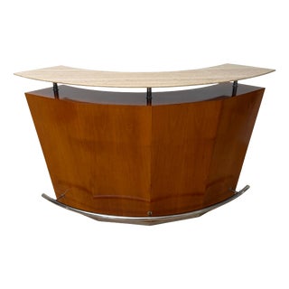 Mid-Century Bar Counter in Teak Wood, Metal and Travertine, Italy, 1970 For Sale