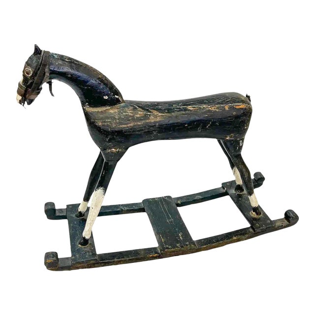 Rare Early 19th Century Folk Art Rocking Horse - Authentically Aged Antique For Sale