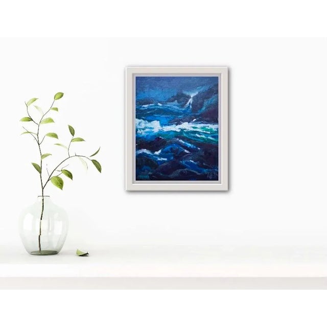 2020s Blue Waters (Original Impressionist Seascape Oil Painting) For Sale - Image 5 of 7
