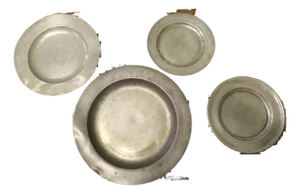 Antique English Pewter Chargers, Set of 4