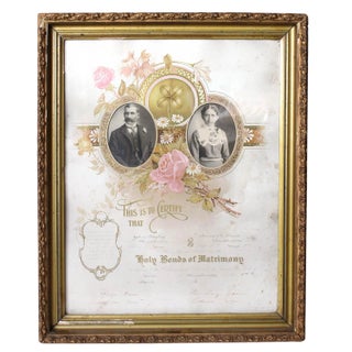 1900's Marriage Certificate For Sale