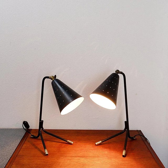 Mid-Century Danish Designer Dimensions: 17 x 28 cm, Height: 37 cm Materials: Lacquered Metal - Brass This piece is...