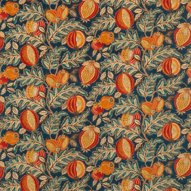 Sanderson Cantaloupe Fabric in Tumeric/Indigo - a Sample For Sale