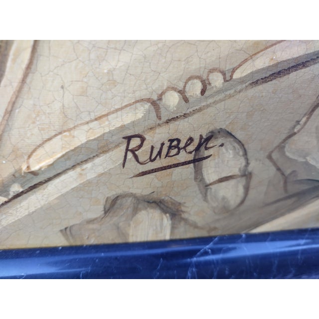 1980s Monumental Reproduction Michaelangelo Sibyl, Erythraean Oil Paintings Framed Art Signed Rueben- A Pair For Sale - Image 17 of 18