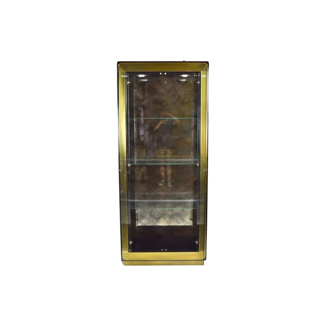 Metal Mastercraft Mid-Century Brass & Black Lacquer Lighted Vitrine Display Cabinet For Sale - Image 7 of 12