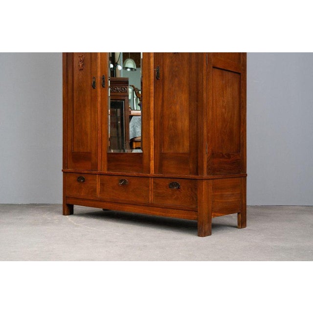 Early 20th Century Art Nouveau Wardrobe in Oak For Sale - Image 12 of 18