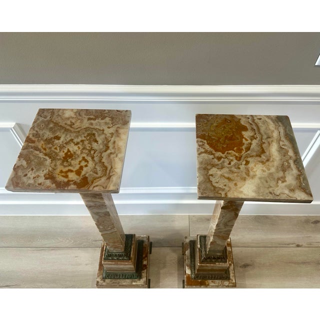 Pair 19th Century French Onyx Pedestals W/Bronze Mounts For Sale - Image 4 of 12