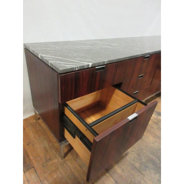 Wood Florence Knoll Marble Top Rosewood Credenza For Sale - Image 7 of 11