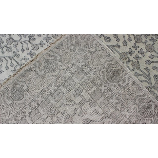 Hand-Knotted Khotan Rug by Keivan Woven Arts in Wool With All-Over Design in Neutrals For Sale - Image 10 of 11