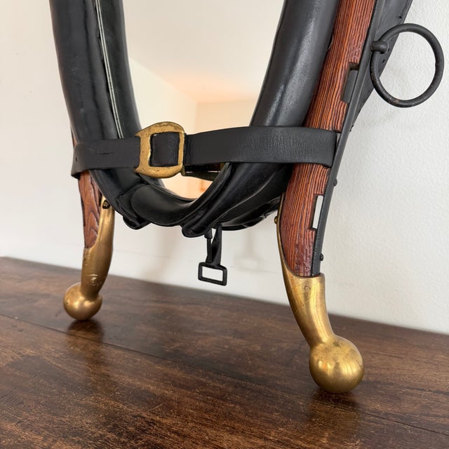 Black Vintage Equestrian Horse Collar Mirror With Brass Accents For Sale - Image 8 of 8