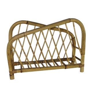 1960's Bamboo Magazine Rack For Sale