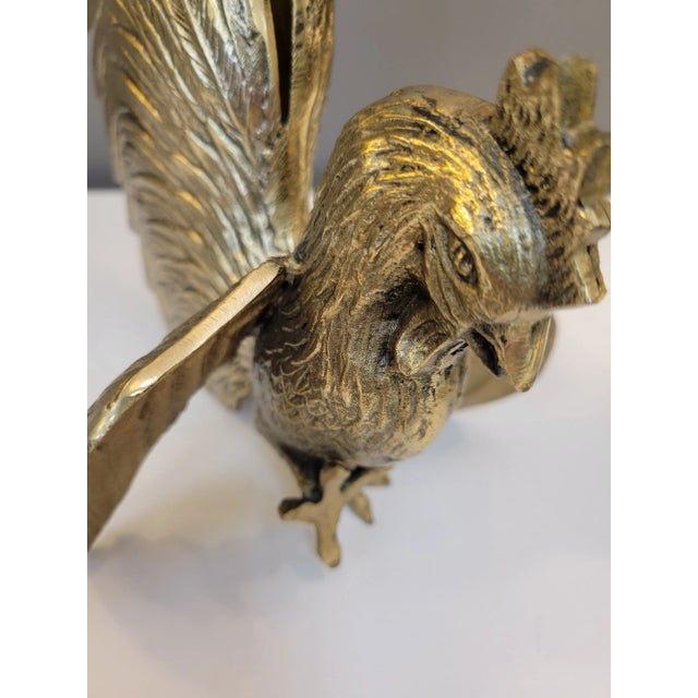 Mid-Century Modern Mid-Century Brass Fighting Rooster- a Pair For Sale - Image 3 of 11