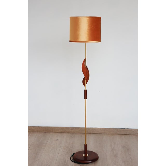 Vintage Scandinavian Teak, Bakelite and Brass Floor Lamp, 1960s For Sale - Image 15 of 16