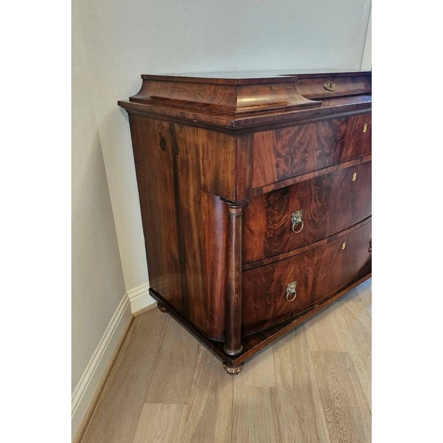 Wood Early 19th Century Biedermeier Period Flame Mahogany Chest of Drawers For Sale - Image 7 of 13