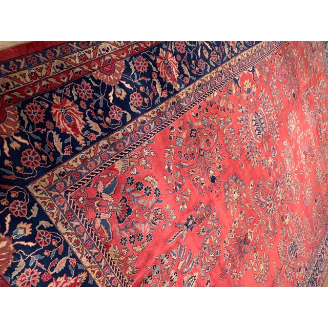 Pasargad Rust Fine Hand-Knotted Sarouk Design Rug 12' X 15' For Sale - Image 10 of 11