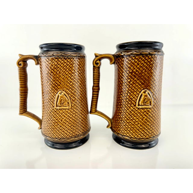 Farmhouse Mid Century Knobler Japan Hand Painted Horse Mugs- Set of 2 For Sale - Image 3 of 11
