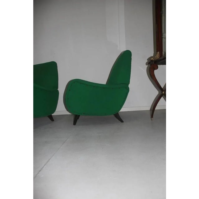 Wood Set of Mid-Century Italian Green Armchairs, 1950s For Sale - Image 7 of 11