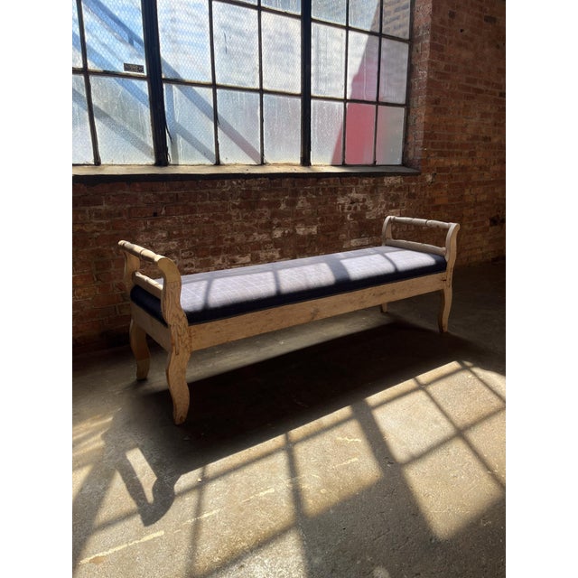 Vintage Rustic Daybed Bench With Wool Plaid Upholstery For Sale - Image 4 of 9