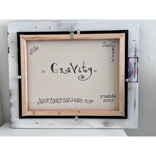 Textile Original Painting on Canvas by Serg Graff, "Gravity", Cosmic Art, Coa Included For Sale - Image 7 of 10