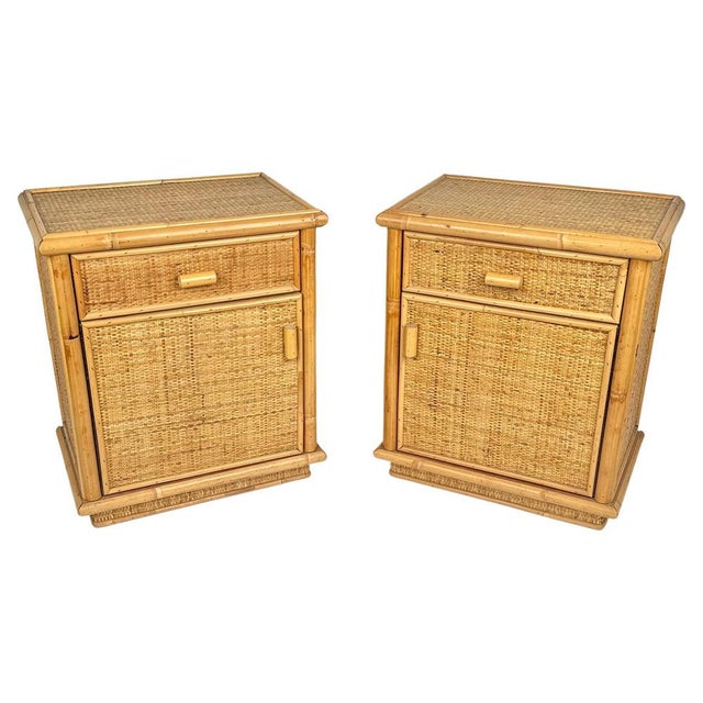 Mid-Century Bedside Tables in Bamboo & Rattan, Italy, 1970s, Set of 2 For Sale - Image 14 of 16