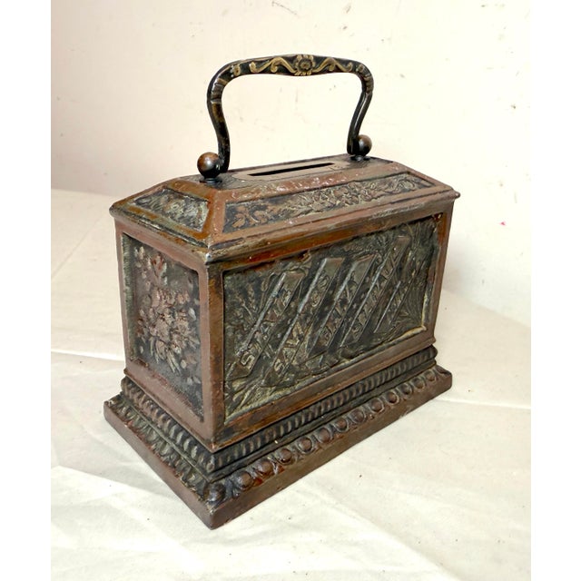 American Rare 19th Century Antique Cast Iron State Savings Bank St Paul Minn Still Bank For Sale - Image 3 of 12