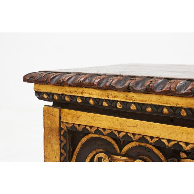Brown Venetian Carved and Polychroom Oak Chest For Sale - Image 8 of 18