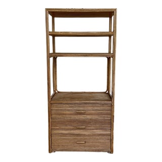 1960s Boho Chic Rattan Etagere For Sale