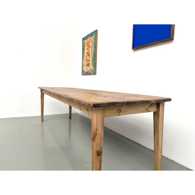 Pine Farmhouse Table with Tapered Legs, France, 1950s For Sale - Image 16 of 18