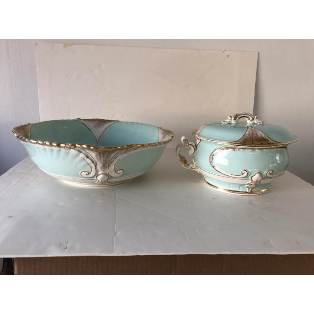 Antique Washbowl Set 2-Piece Robins Egg Blue For Sale - Image 10 of 10