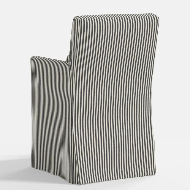 Textile Stoffer Home x Cloth & Company Lindy Slipcover Dining Arm Chair in Jane Stripe Carbon For Sale - Image 7 of 8