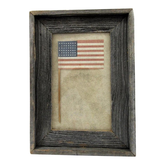 Framed Authentic 1908-1912 Us 46 Star Flag on Gauze Flag Size For Sale