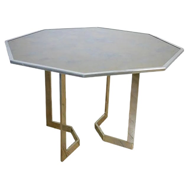 French Chrome Steel and Glass Dining Table, 1970s For Sale