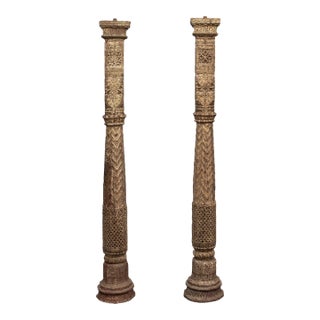 Antique Pair of Mughal Style Pillars From India For Sale