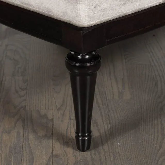 1940s 1940s Hollywood Regency Crest-Back Button-Tufted Chair in Platinum Velvet For Sale - Image 5 of 8