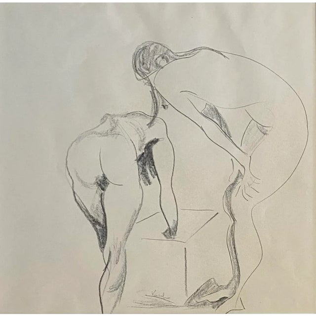 Nude Women Drawing in Silver Frame For Sale - Image 4 of 6