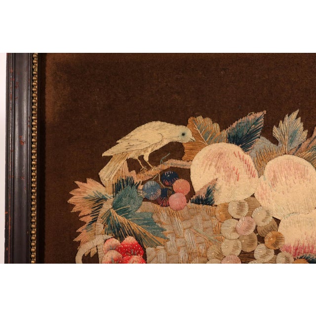Regency Wool and Silk Threadwork Picture: Still Life of Fruit With Birds For Sale - Image 16 of 16