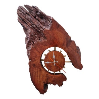 Transformable Clock - One-of-a-Kind Handcrafted Driftwood Wall Clock Sculpture For Sale