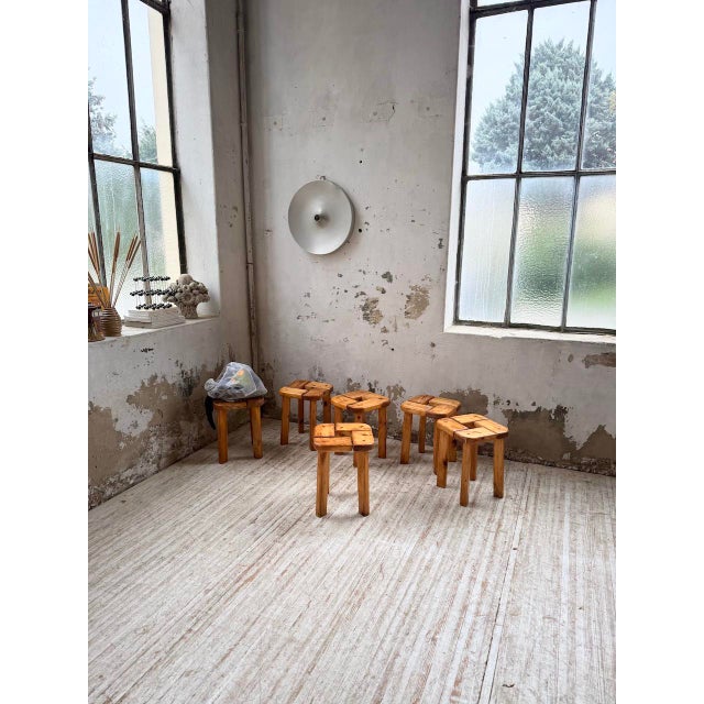 Set of 6 stools by olof ottelin for finnsauna, designed in the 1950s. Originally designed for saunas (to withstand...