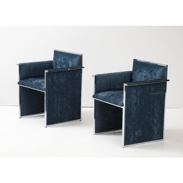 1970's Streamline Chrome Italian Dining Chairs Set Of 6 For Sale - Image 9 of 12