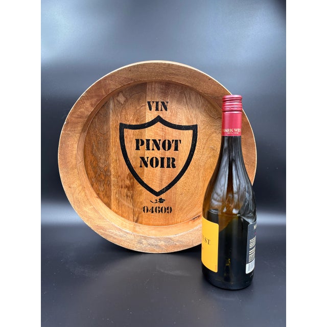 French Provincial Ballard Designs Pinot Noir Small Wine Barrel Wall Plaque Tray For Sale - Image 3 of 11
