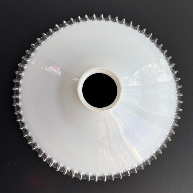 French White Opaline Glass “Frill” Pendant Light, 1930s For Sale - Image 4 of 6