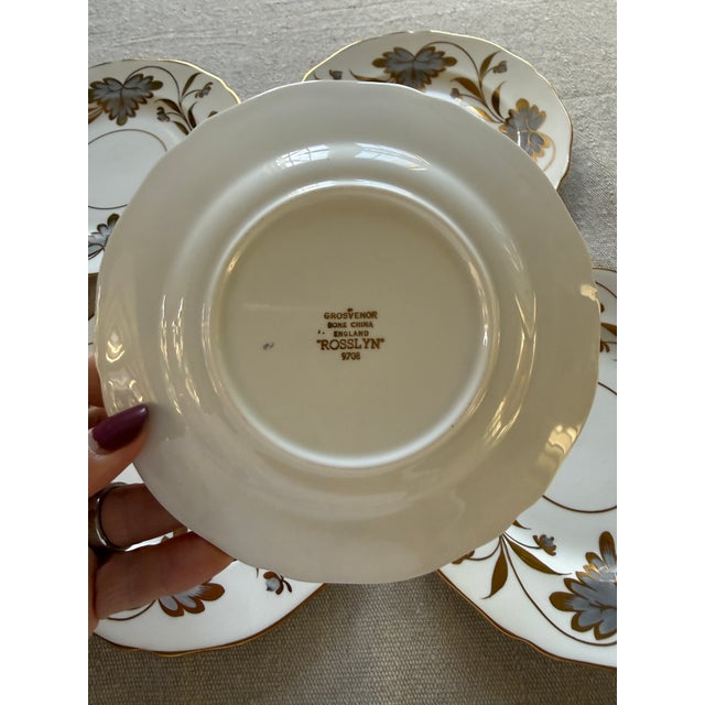 Antique Grosvenor Rosslyn Bread Plates Set of Five 6.5 Inch English Bone China For Sale - Image 9 of 9