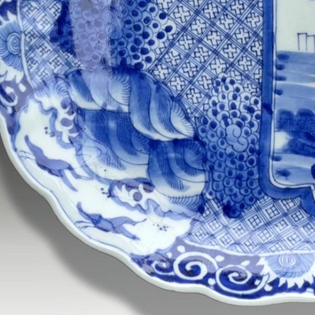 Antique Late Edo Japanese Arita Fluted Porcelain Charger, 1850 For Sale - Image 4 of 8