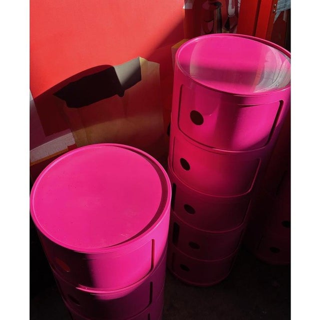 1970s Kartell Componibili 2-Tier Modern Storage Cabinet, Hot Pink, Italy For Sale - Image 5 of 5
