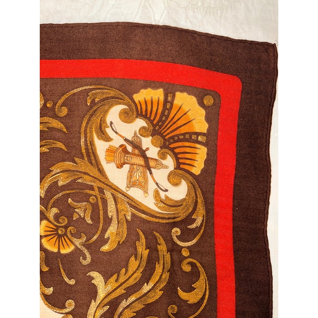 Late 20th Century Late 20th Century Hermes Cheval Turc Silk/Cashmere Scarf For Sale - Image 5 of 10