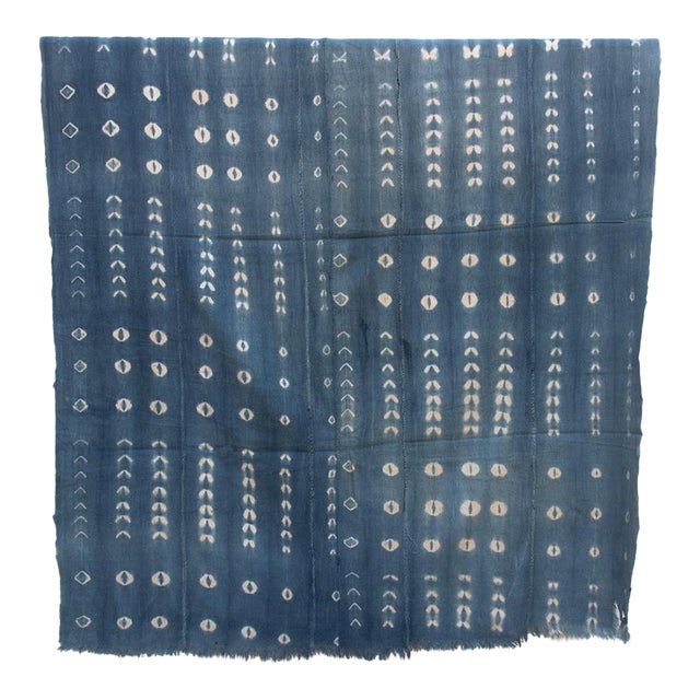Vintage Malinke African "Sahel Dust" Indigo Throw For Sale