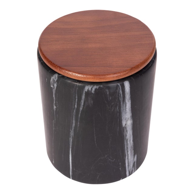 Artifacts Trading Company Storage Canister with Sealed Wood Top in Black, Large For Sale