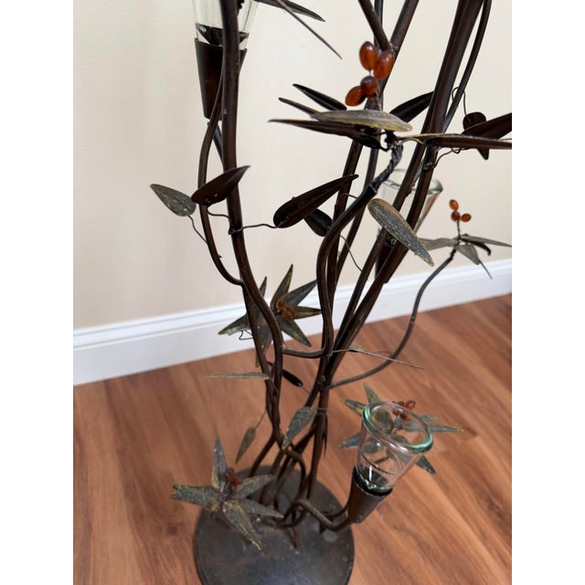 Vintage Wrought Iron Botanical Floor Candelabra For Sale - Image 10 of 18