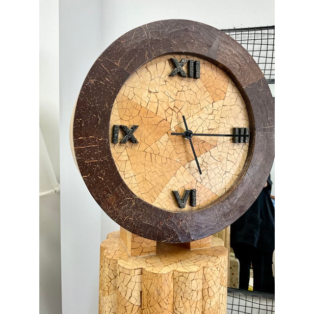 Mid-Century Modern Highly Unusual Pen Shell Grandfather Clock, Circa 1980s For Sale - Image 3 of 16