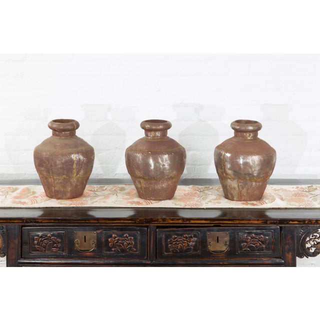Asian 19th Century Indian Metal Vessels with Weathered Patina - Set of 3 For Sale - Image 3 of 13